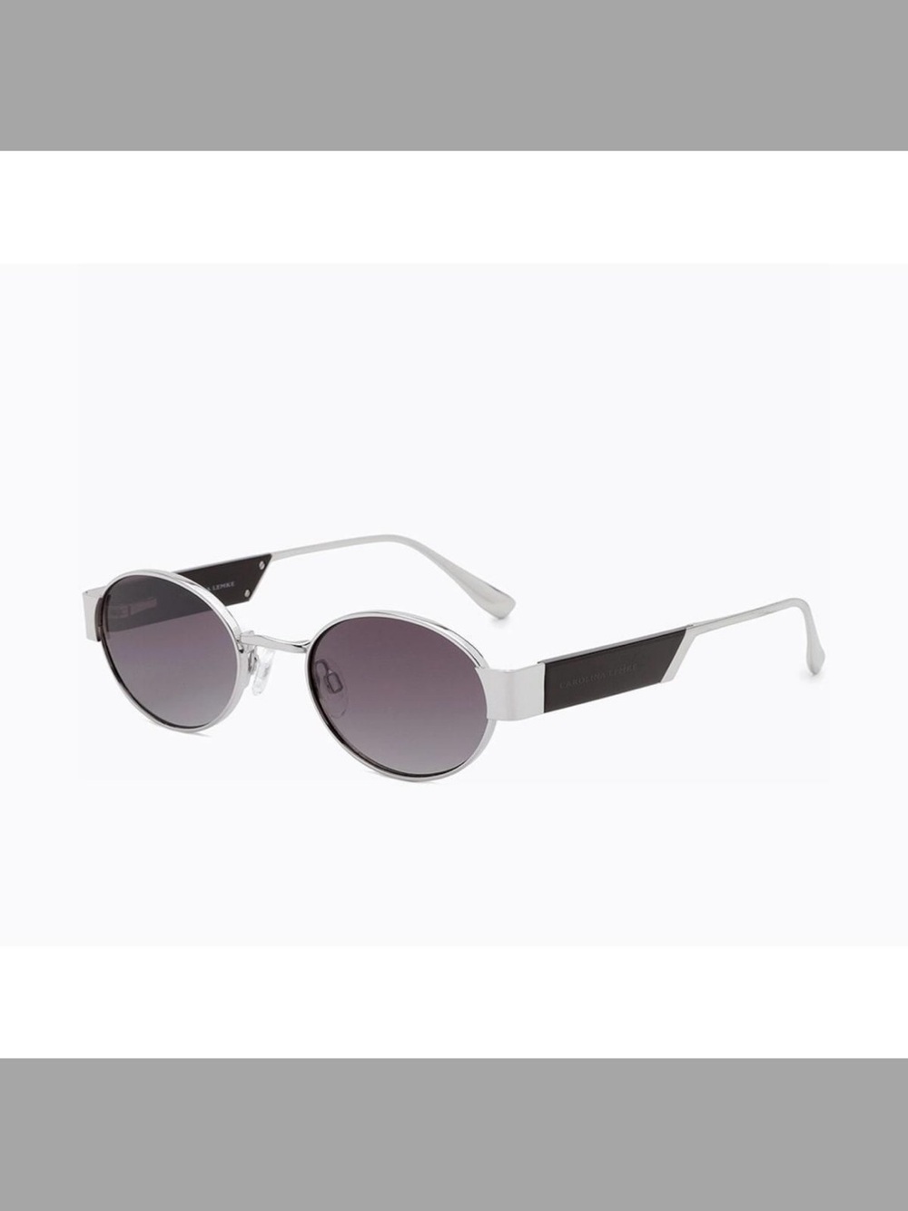 Round Silver Sunglasses with Black Temple Panels